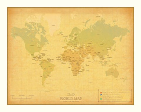 Framed Retro Travel Map Print