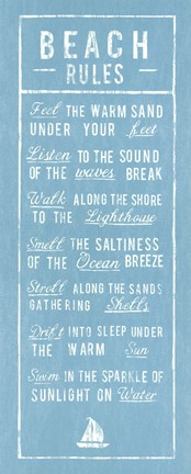 Framed Beach Rules - Aqua Print