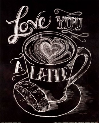 Framed Love You a Latte No Border Print