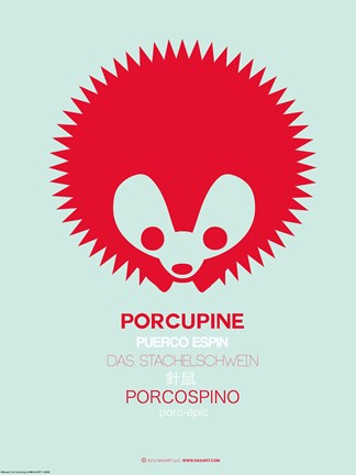 Framed Red Porcupine Multilingual Poster Print