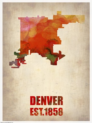 Framed Denver Watercolor Map Print