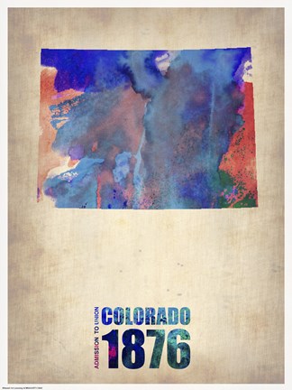 Framed Colorado Watercolor Map Print