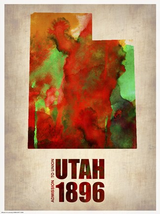 Framed Utah Watercolor Map Print