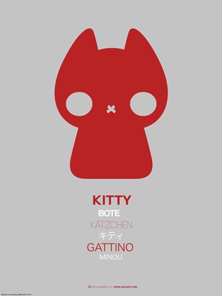 Framed Red Kitty Multilingual Poster Print