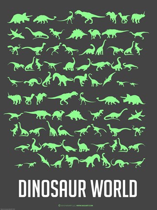 Framed Dinosaur Poster Green Print