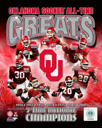 Framed University of Oklahoma Sooners All Time Greats Composite Print