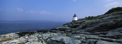 Framed Castle Hill Lighthouse at the seaside, Newport, Newport County, Rhode Island, USA Print
