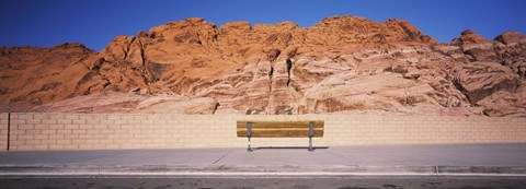 Framed Bench in front of rocks, Red Rock Canyon State Park, Nevada, USA Print