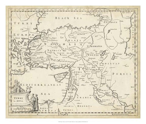 Framed Map of Turkey in Asia Print