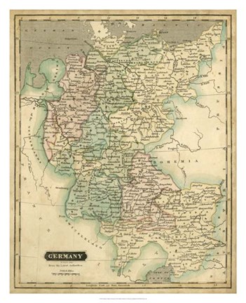 Framed Thomson&#39;s Map of Germany Print