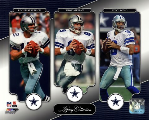 Framed Roger Staubach, Troy Aikman, &amp; Tony Romo Legacy Collection Print