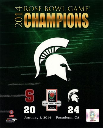 Framed Michigan State Spartans 2014 Rose Bowl Champions Logo Print