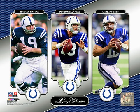 Framed Johnny Unitas, Peyton Manning, &amp; Andrew Luck Legacy Collection Print