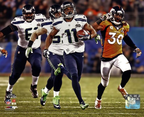 Framed Percy Harvin Running a Touchdown Super Bowl XLVIII Print