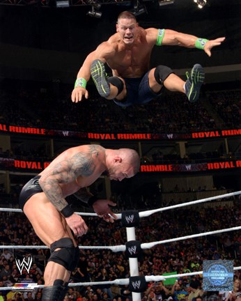 Framed John Cena Vs. Randy Orton 2014 Royal Rumble Action Print