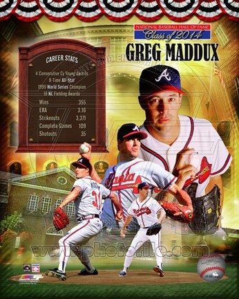 Framed Greg Maddux MLB Hall of Fame Legends Composite Print