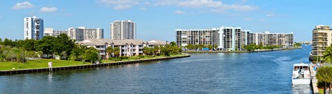 Framed Buildings on Intracoastal Waterway, Hollywood Beach, Hollywood, Florida Print