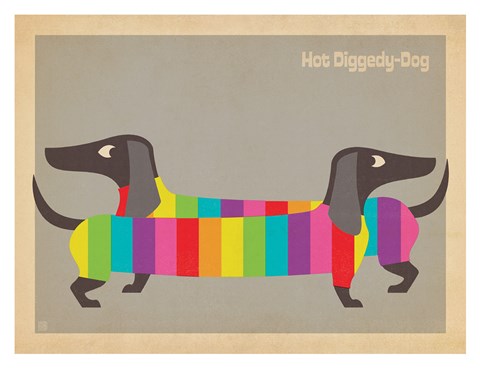Framed Mod Rainbow Dogs Print