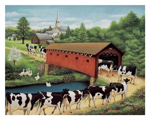 Framed Cows in West Arlington Print