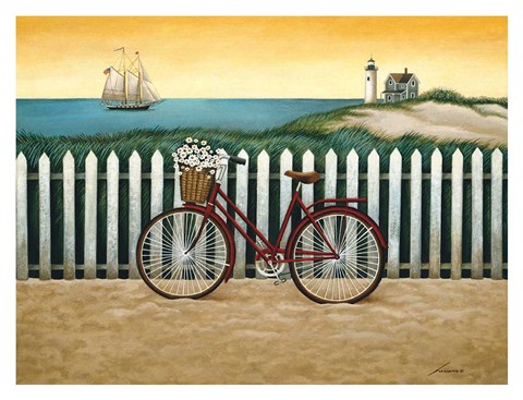 Framed Cycle to the Beach Print