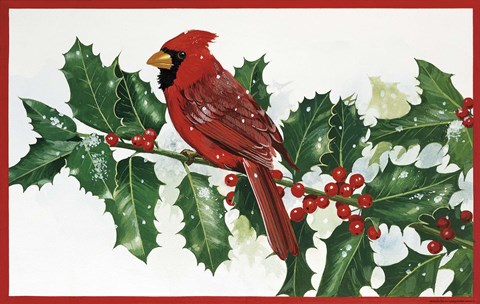 Framed Cardinals &amp; Holly Print