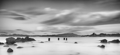 Framed Four Pilings and Mount Tam Print