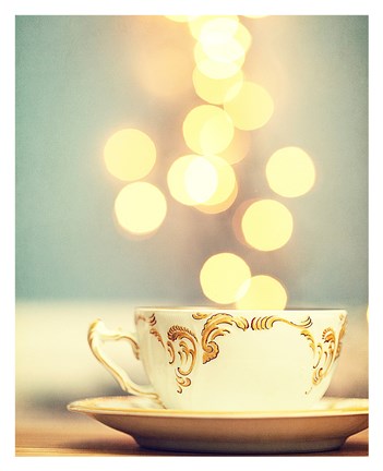 Framed Tea Cup in Cold Bokeh Print