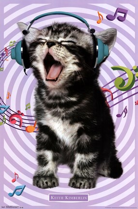 Framed Kitten - Singing 14 Print