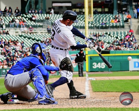 Framed Ian Kinsler batting 2014 Print