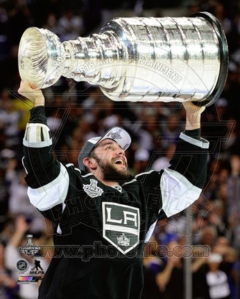 Framed Alec Martinez with the Stanley Cup Game 5 of the 2014 Stanley Cup Finals Print