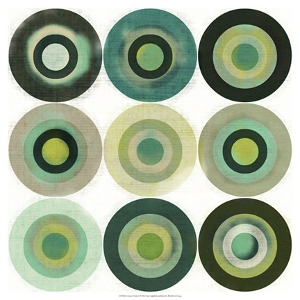 Framed Green Circles I Print