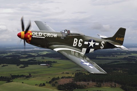 Framed North American P-51 Mustang in flight over Vasteras, Sweden Print