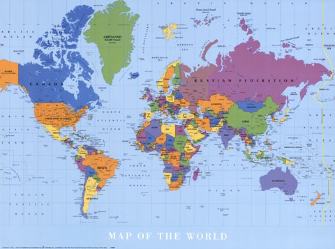 Framed Map Of The World Print