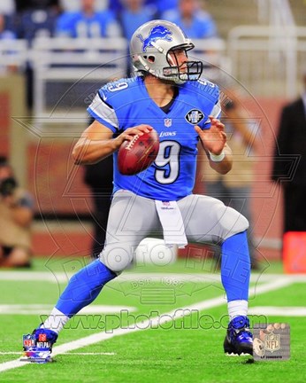 Framed Matthew Stafford Looking For Receiver Print