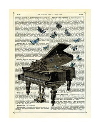 Framed Piano &amp; Butterflies Print