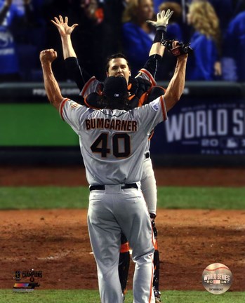 Framed Buster Posey &amp; Madison Bumgarner Game 7 of the 2014 World Series Print