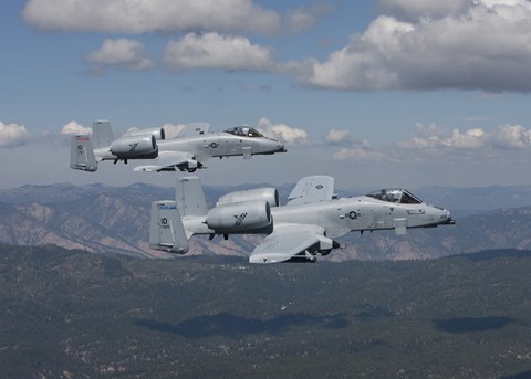 Framed Two A-10 Thunderbolt&#39;s Fly over Mountains in Central Idaho Print