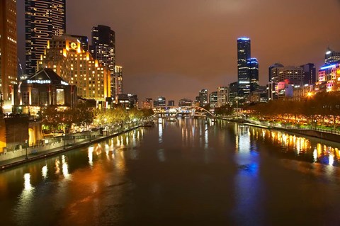 Framed Australia, Victoria, Melbourne, Yarra River, City Skyline Print