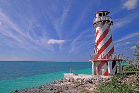 Framed Lighthouse at High Rock, Grand Bahama Island, Caribbean Print