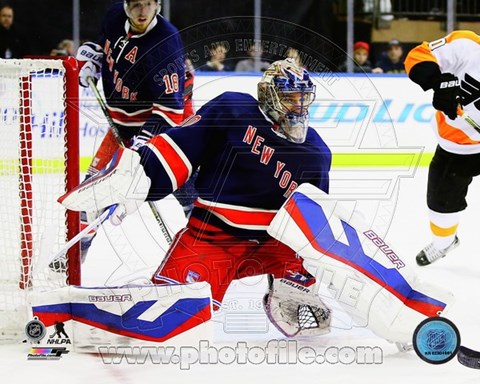 Framed Henrik Lundqvist Goaltending Action Print