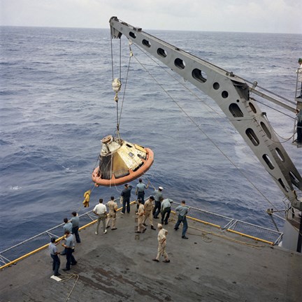 Framed Apollo Spacecraft Command Module is Recovered Aboard USS Bennington Print