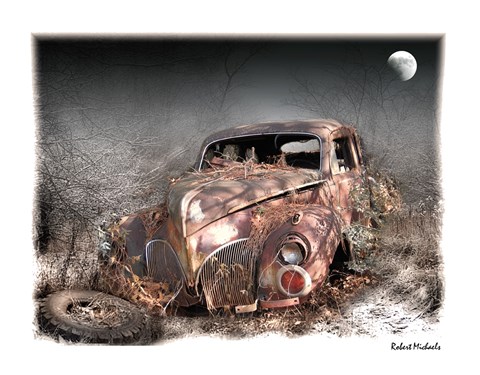Framed Moonlight and Rust - 1940 Lincoln Zephyr Print