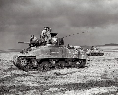 Framed American Sherman tank units, 1944 Print