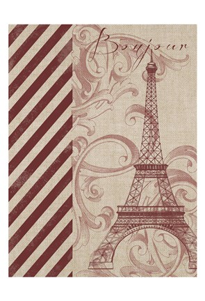 Framed Bonjour Paris Marsala Print