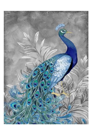 Framed Peacock Botanical 2 Print