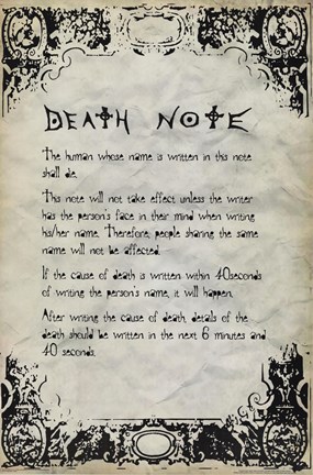 Framed Deathnote - Rules Print