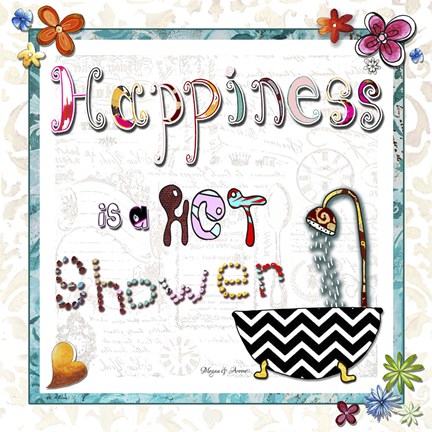Framed Happiness Is A Hot Shower Print