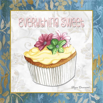 Framed Everything Sweet Vanilla Cupcake Print