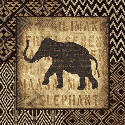 Framed African Wild Elephant Border Print