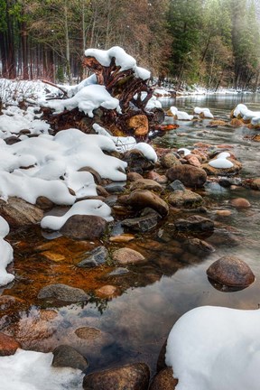 Framed Merced River Rocks, Yosemite, California Print